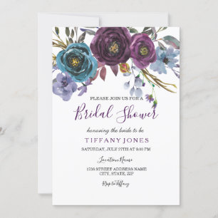 Lila Flora Wasserfarben Elegantes Brautparty Einladung