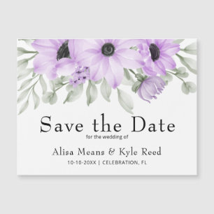 Lila Floral Ankündigung Datum freihalten Magnet