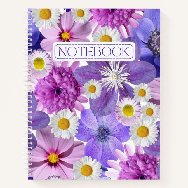 Lila Floral Daisys Notizbuch (Vorderseite)