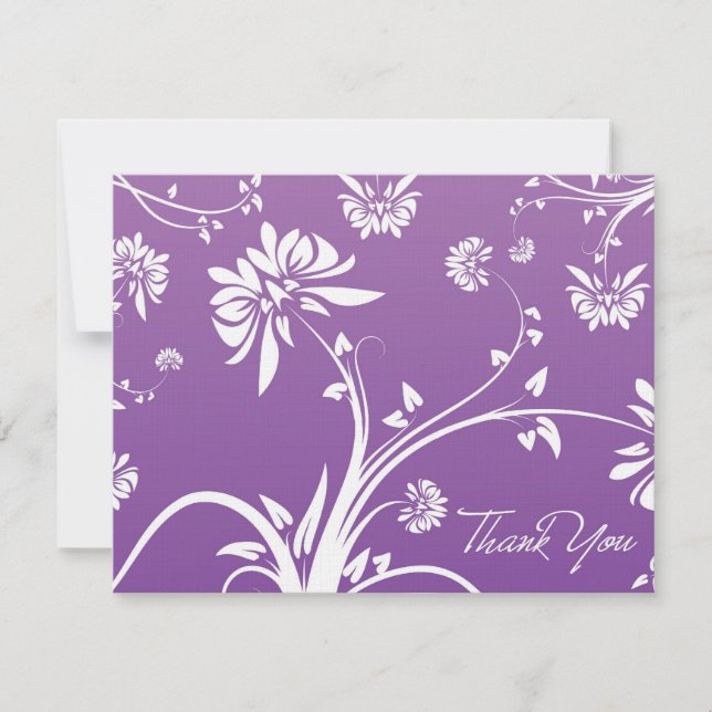 Lila floral Dankeschön Karte (Vorderseite)