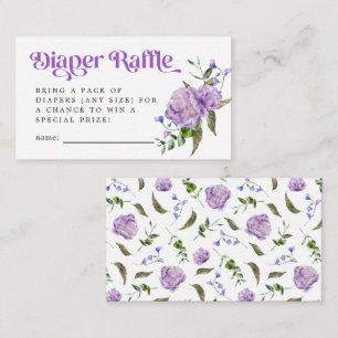 Lila Floral Diaper Raffelticket Begleitkarte