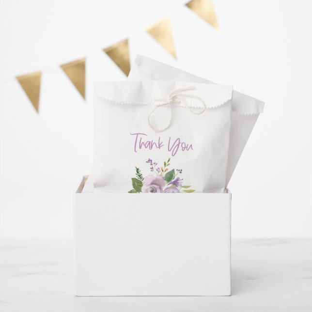 Lila Floral Gefallen Vielen Dank Geschenktütchen (Party)