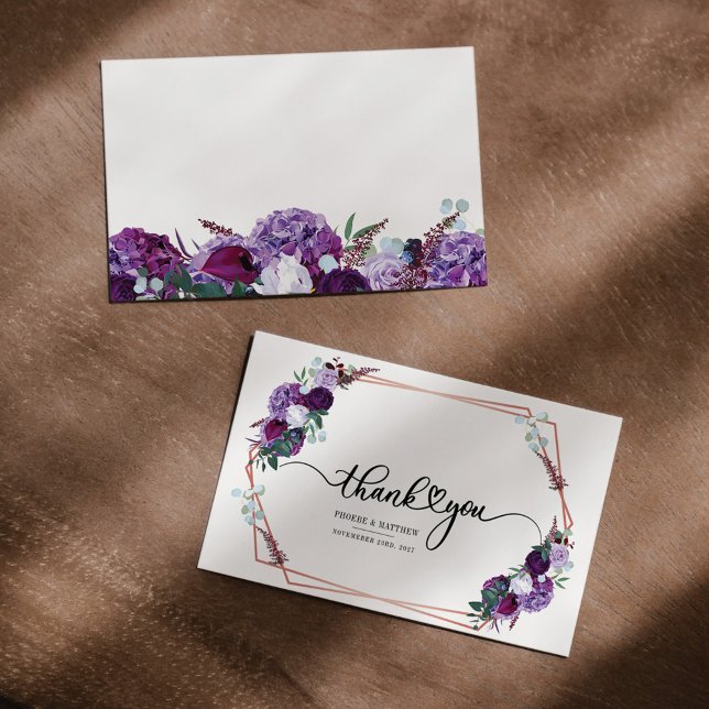 Lila floral geometrischer Rahmen Dankeskarte (Von Creator hochgeladen)