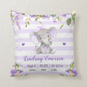 Lila Floral Girl Elephant Kinderzimmer Lilac Laven Kissen