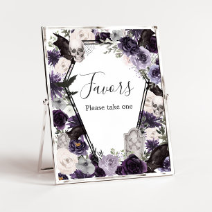 Lila Floral Gothic Baby Shower Geschenkanhänger Sc Poster