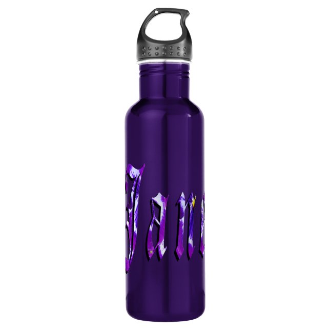 Lila Floral Jane Name, 710 ml Wasserflasche Edelstahlflasche (Vorderseite)