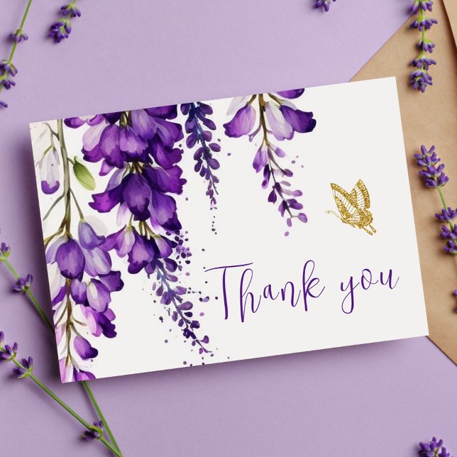 Lila Floral Lavender Boho Wedding Vielen Dank Postkarte (Von Creator hochgeladen)