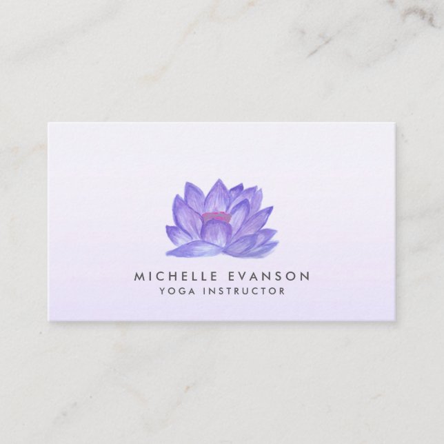 Lila Floral Lotus Elegant Yoga Instruktor Visitenkarte (Vorderseite)