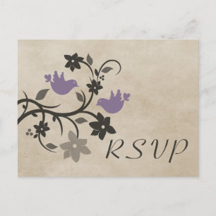 Lila Floral Lovebirds UAWG Postkarte