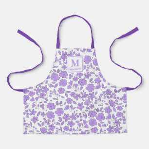lila Floral Monogrammierte Schürze