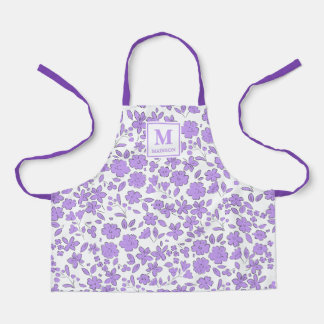 lila Floral Monogrammierte Schürze