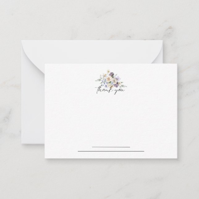 Lila Floral Notecard Vielen Dank Mitteilungskarte (Vorderseite)