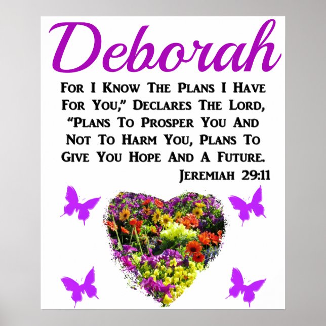LILA FLORAL PERSONALISIERT JEREMIAH 29:11 POSTER (Vorne)