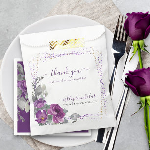 Lila Floral und Confetti Wedding Vielen Dank Geschenktütchen