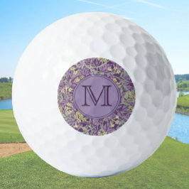 Lila Floral William Morris Custom Initial Ladys Golfball