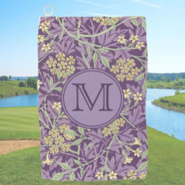 Lila Floral William Morris Custom Initial Ladys Golfhandtuch