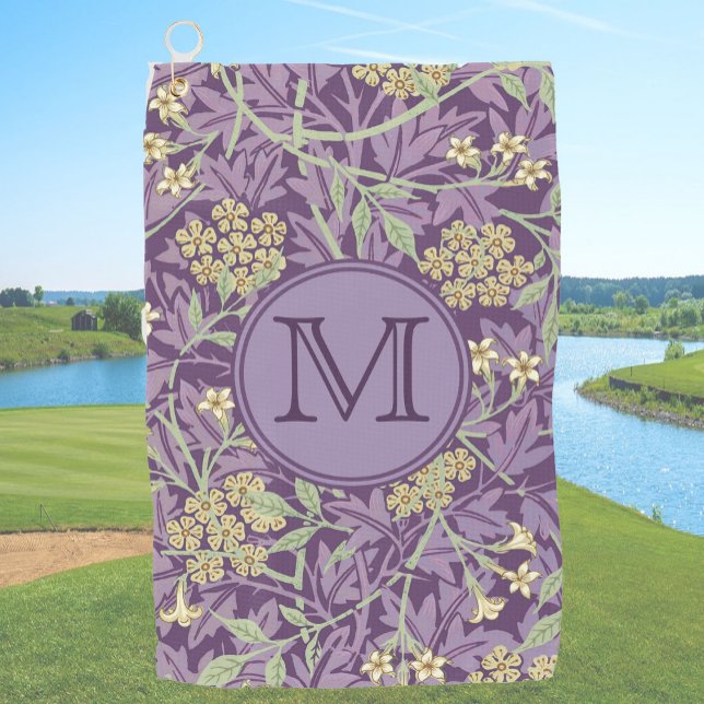 Lila Floral William Morris Custom Initial Ladys Golfhandtuch (Von Creator hochgeladen)