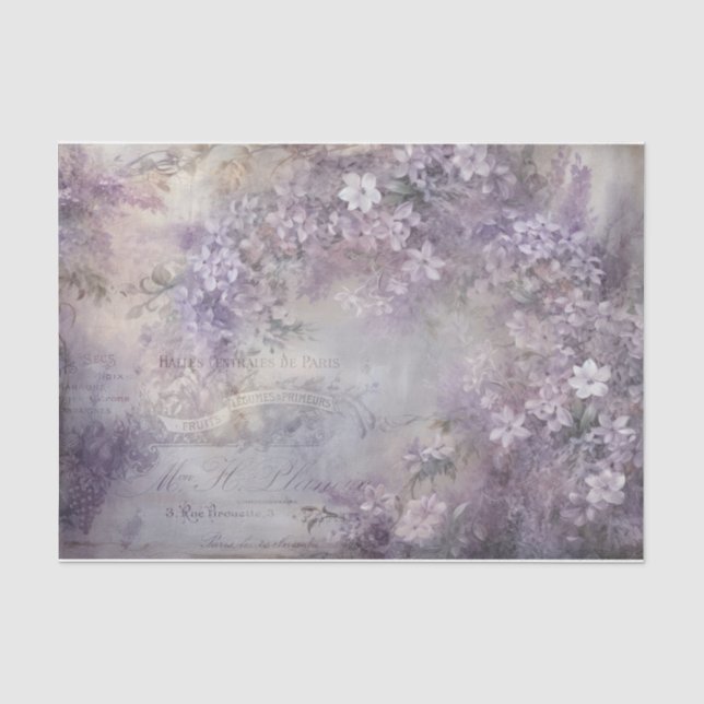 Lila Floral Wisteria Lilac Typografie Seidenpapier (Vorderseite)
