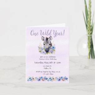 Lila Floral Zebra Geburtstag Einladung