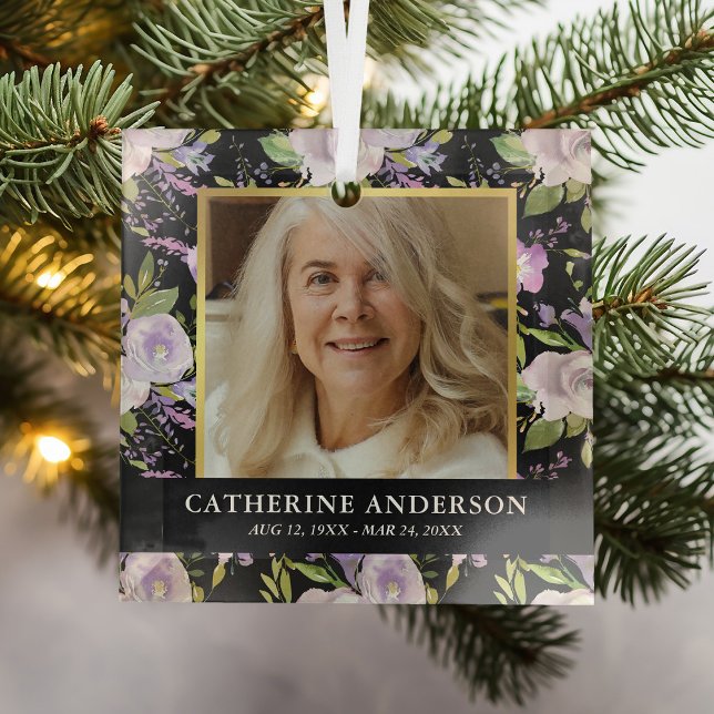 Lila Floraldenkmal Foto Weihnachten Ornament Aus Glas (Von Creator hochgeladen)