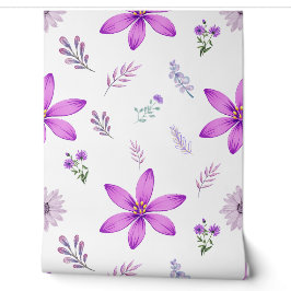 Lila florale Akzente Nahtloses Muster Tapete