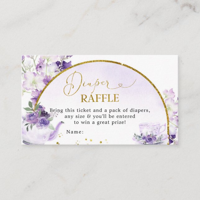 Lila florale Babydusche Teetablettenwaschkarte Begleitkarte (Vorderseite)