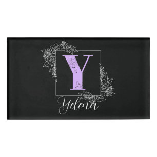 Lila florale Butterfly Custom Monogram - Letter Y Namenschild