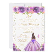Lila Florale Dunkelhaarige Haar Prinzessin Geburts