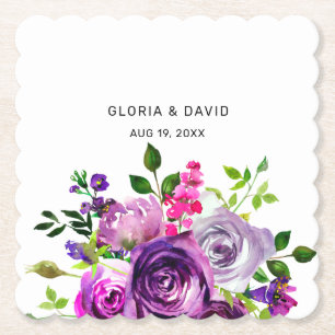 Lila Florale Elegante Hochzeit  Untersetzer