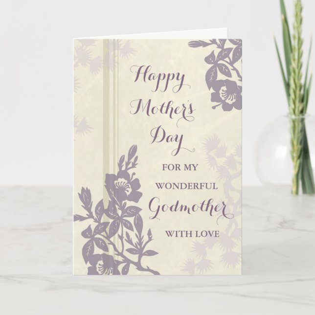 Lila florale Godmutter Happy Mother Day Card Karte (Vorderseite)