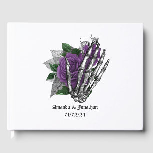 Lila florale Gotische Hochzeit Gästebuch