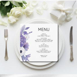 Lila florale Hochzeitkarte Menükarte
