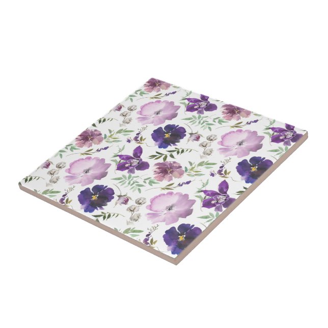 Lila florale Keramik Fliesen Badezimmer Dekoration (Seite)