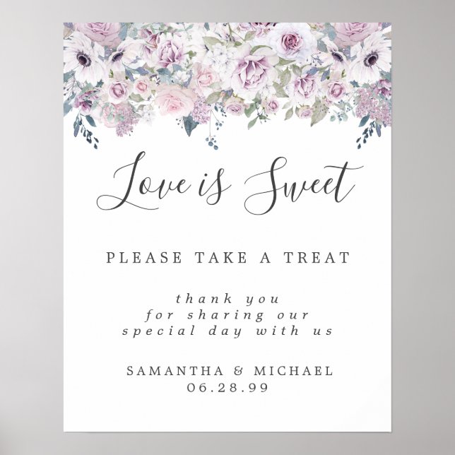 Lila florale Liebe ist Sweet Dessert Bar Sign Poster (Vorne)