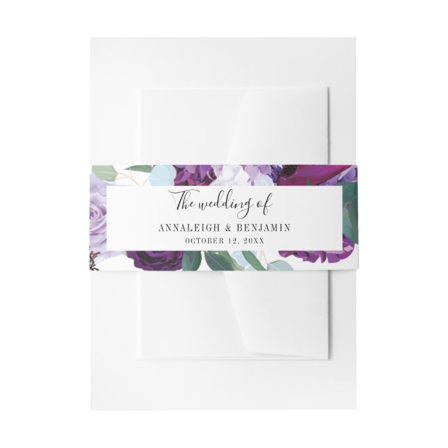 Lila florale Moderne Elegante Hochzeit Einladungsbanderole (Vorderseite Beispiel)