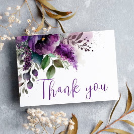 Lila florale Moderne Elegante Hochzeit Vielen Dank Postkarte