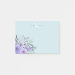 Lila florale Monogramm nach dem Eingeben Post-it Klebezettel