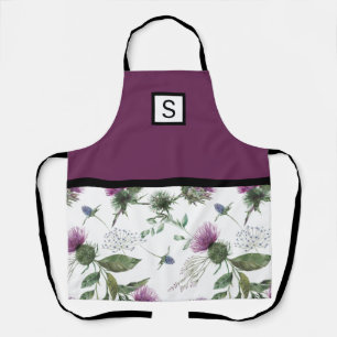 Lila florale Monogramm Schürze
