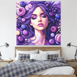 Lila Florale Muse Feminine Botanische Leinwanddruc Leinwanddruck
