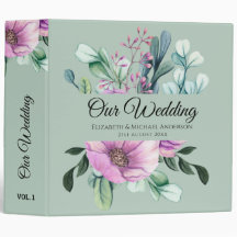 Lila florale NEWLYWEDS Wedding Planner oder Album