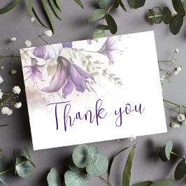 Lila florale Pastel Chic Moderne Hochzeit Danke Postkarte