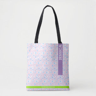 Lila florale Personalisierte Bezeichnung und Monog Tasche