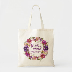 Lila florale Personalisierte Bridesmaid-Tasche Tragetasche