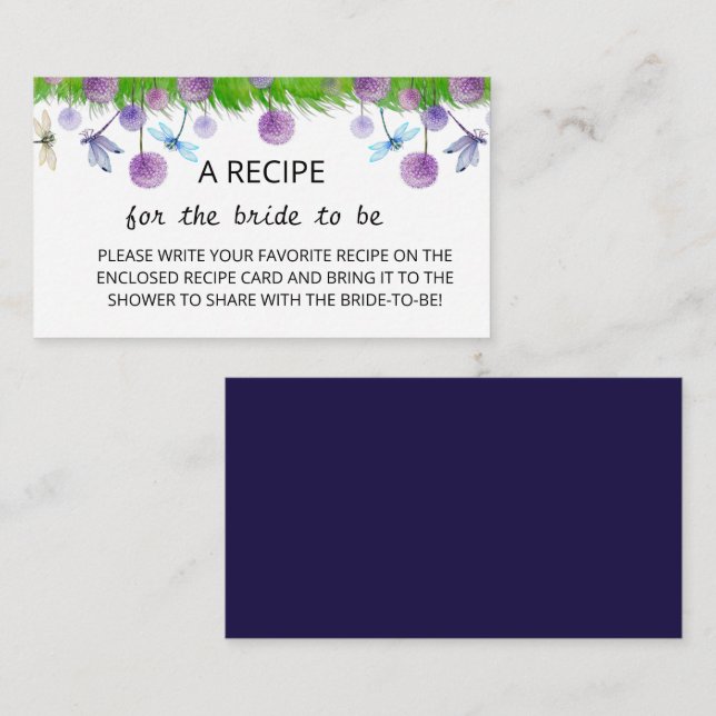 Lila florale Rezeptkarte Begleitkarte (Vorne/Hinten)