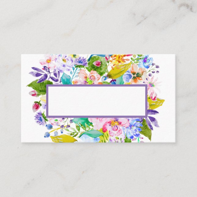 Lila florale Romantische Hochzeitsfeier Platzkarte (Vorderseite)