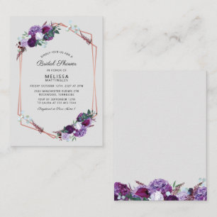Lila florale Rose Gold Frame Brautparty Budget Mitteilungskarte
