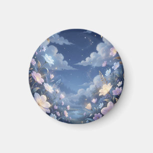 Lila Florale Sternen Nacht Fantasy Magnet