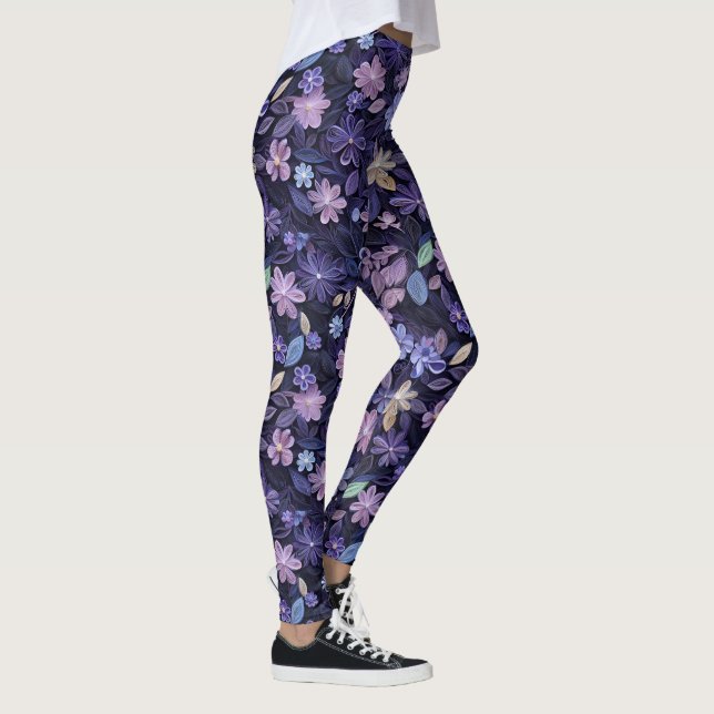 Lila florale Swirled Leggings (Rechts)