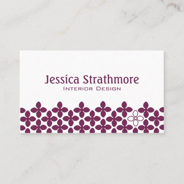 Lila florale Visitenkarte (Vorderseite)