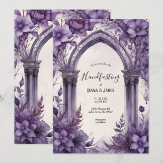 Lila florale Wasserfarbe Gotische Pagan Handfasts Einladung
